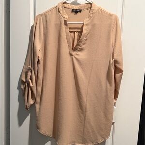 Papermoon Tan Split V-Neck Blouse